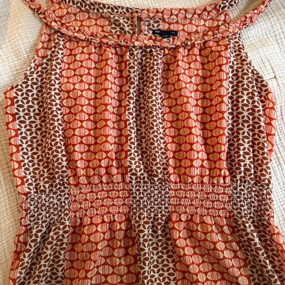 Gap Rust and Brown Patterned Sun Dress, Knee length Size XXL